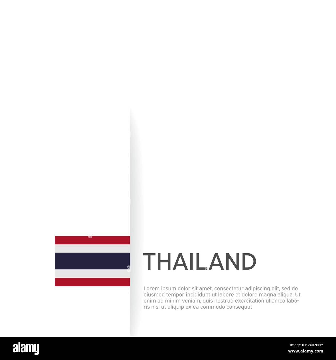 Hintergrund der thailändischen Flagge. Staatliches patriotisches thai-Banner, Cover. Dokumentvorlage mit thailändischer Flagge auf weißem Hintergrund. Nationales Poster. Geschäftsbuch Stock Vektor