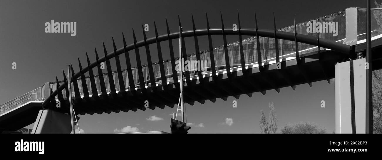 Die Brayford Wharf Level Crossing Footbridge, Lincoln City, Lincolnshire, England, Großbritannien Stockfoto