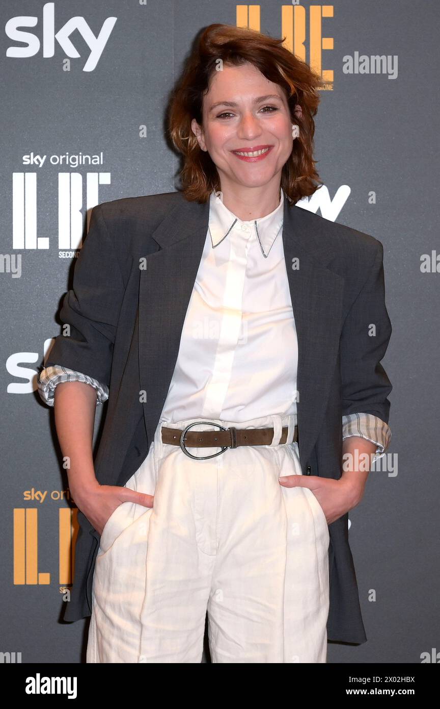 Isabella Ragonese beim Photocall zur 2. Staffel der Sky-Serie „Il Re“ im Hotel Eden. Rom, 09.04.2024 Stockfoto