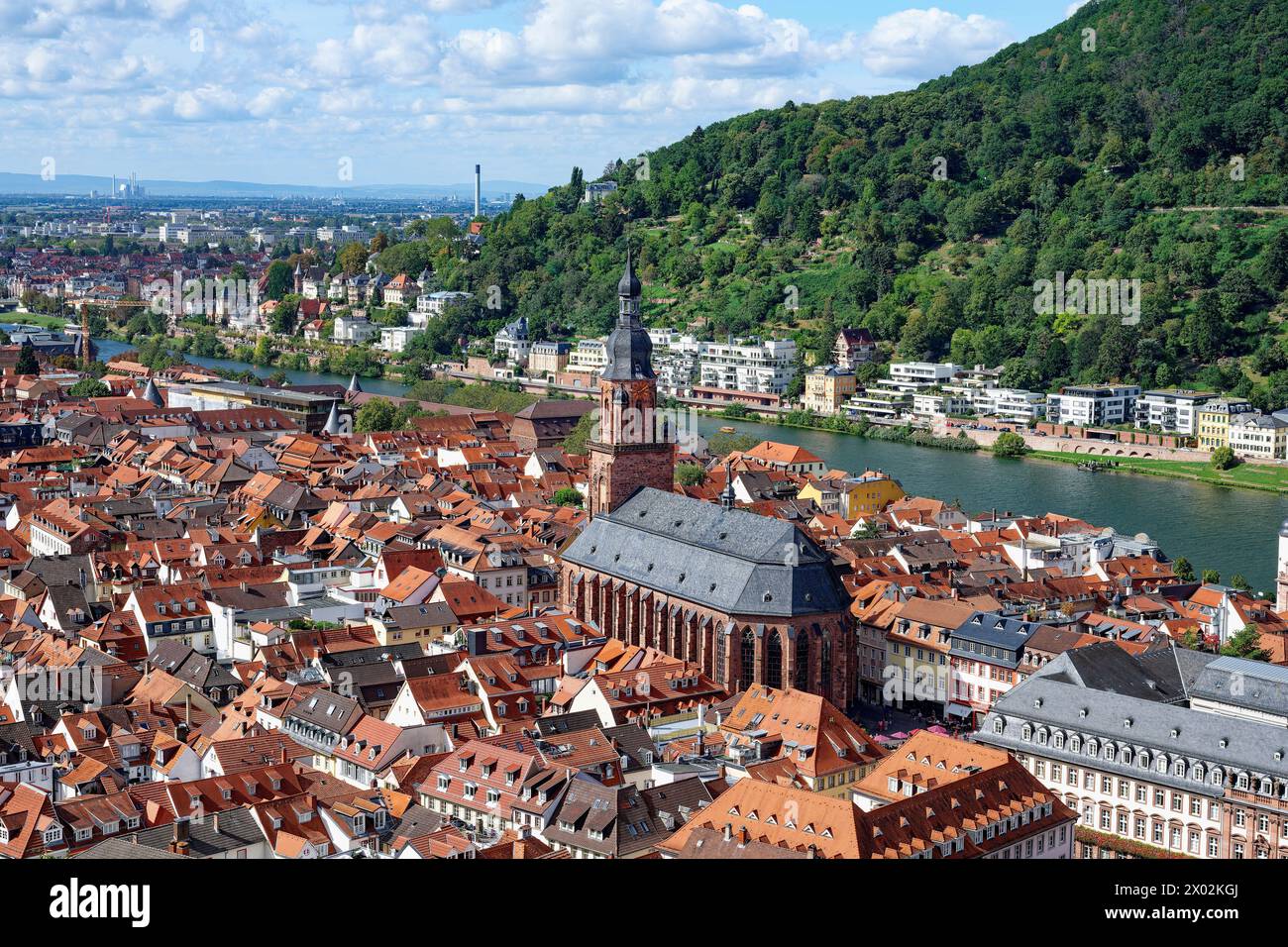 Heidelberger Stadtzentrum mit Heilig-Geist-Kirche, Heidelberg, Baden Württemberg, Deutschland, Europa Stockfoto