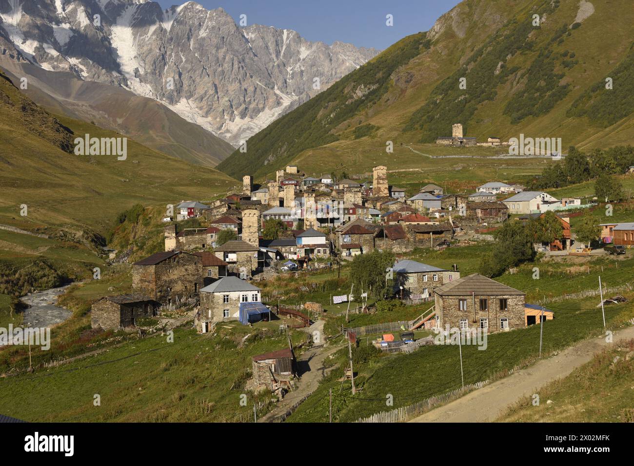 Ushguli Dorf, UNESCO-Weltkulturerbe, Svaneti, Kaukasus, Georgien, Zentralasien, Asien Stockfoto