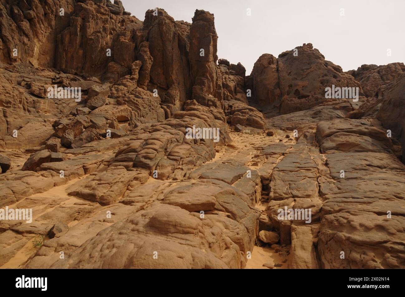 Bizarre Welt der seltsamen Felsformationen von Meghedet (Magatgat) (Meggedet), Fezzan, Libyen, Nordafrika, Afrika Stockfoto