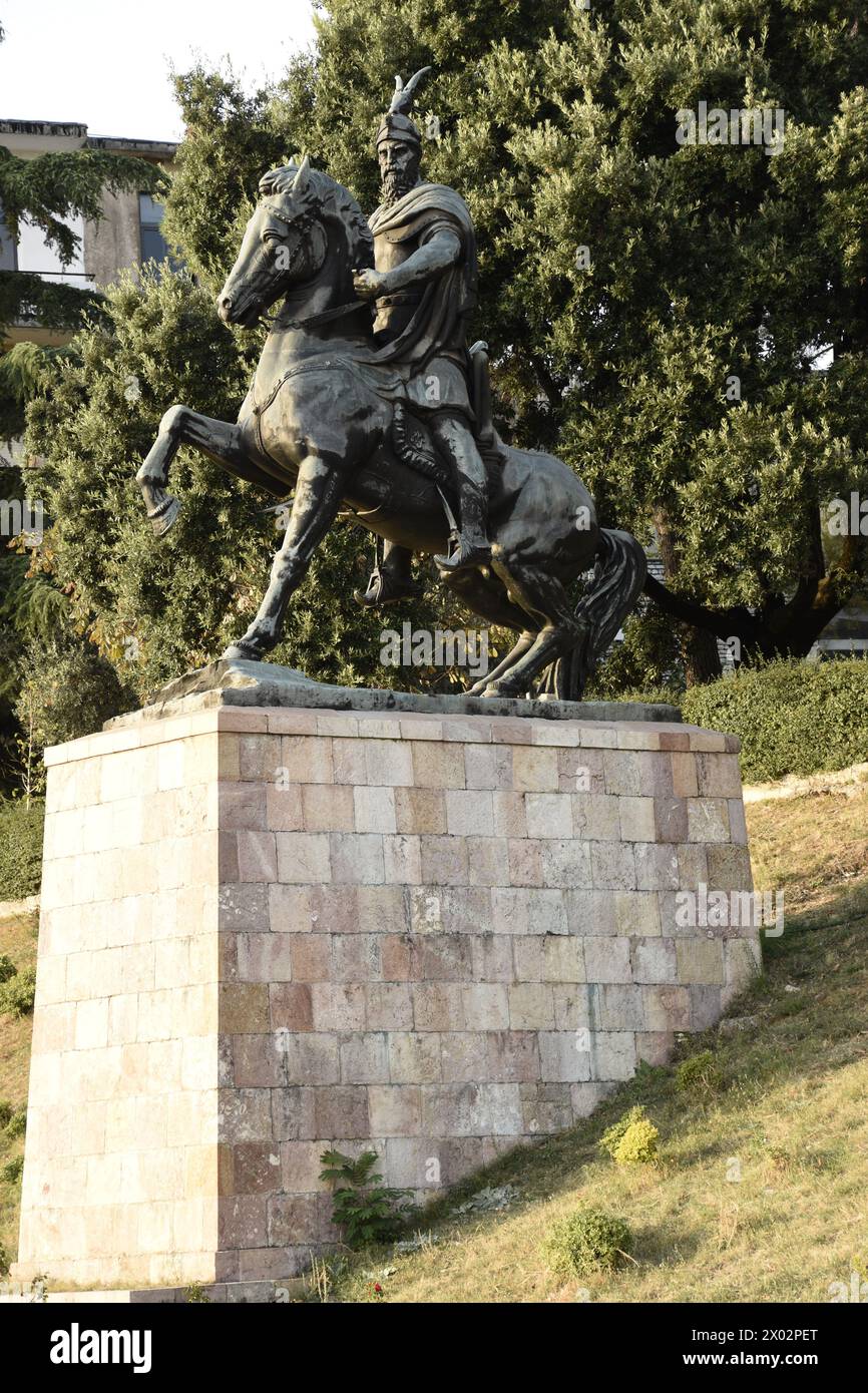 Das Denkmal von Skanderberg, Kruje, Albanien, Europa Stockfoto
