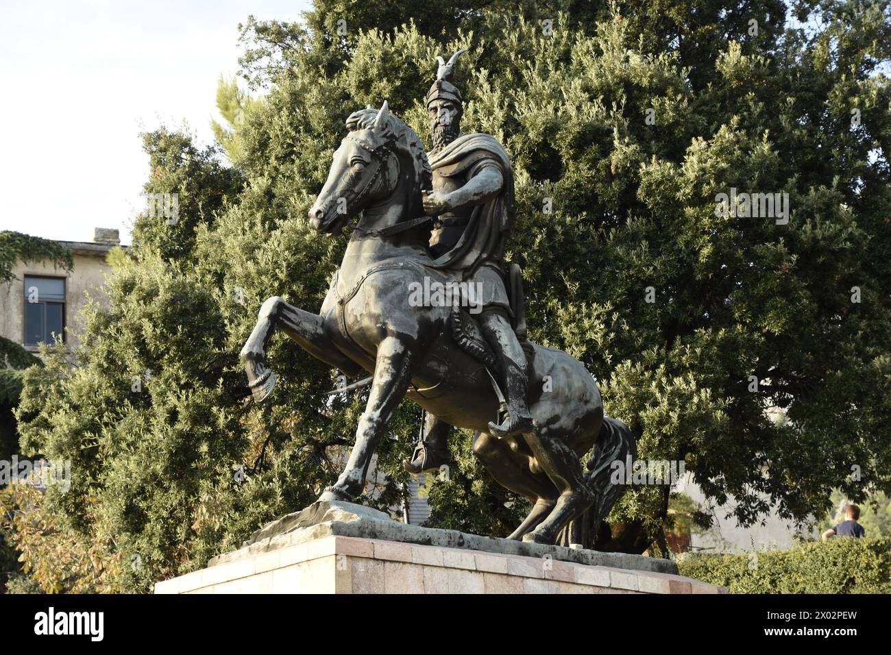 Das Denkmal von Skanderberg, Kruje, Albanien, Europa Stockfoto