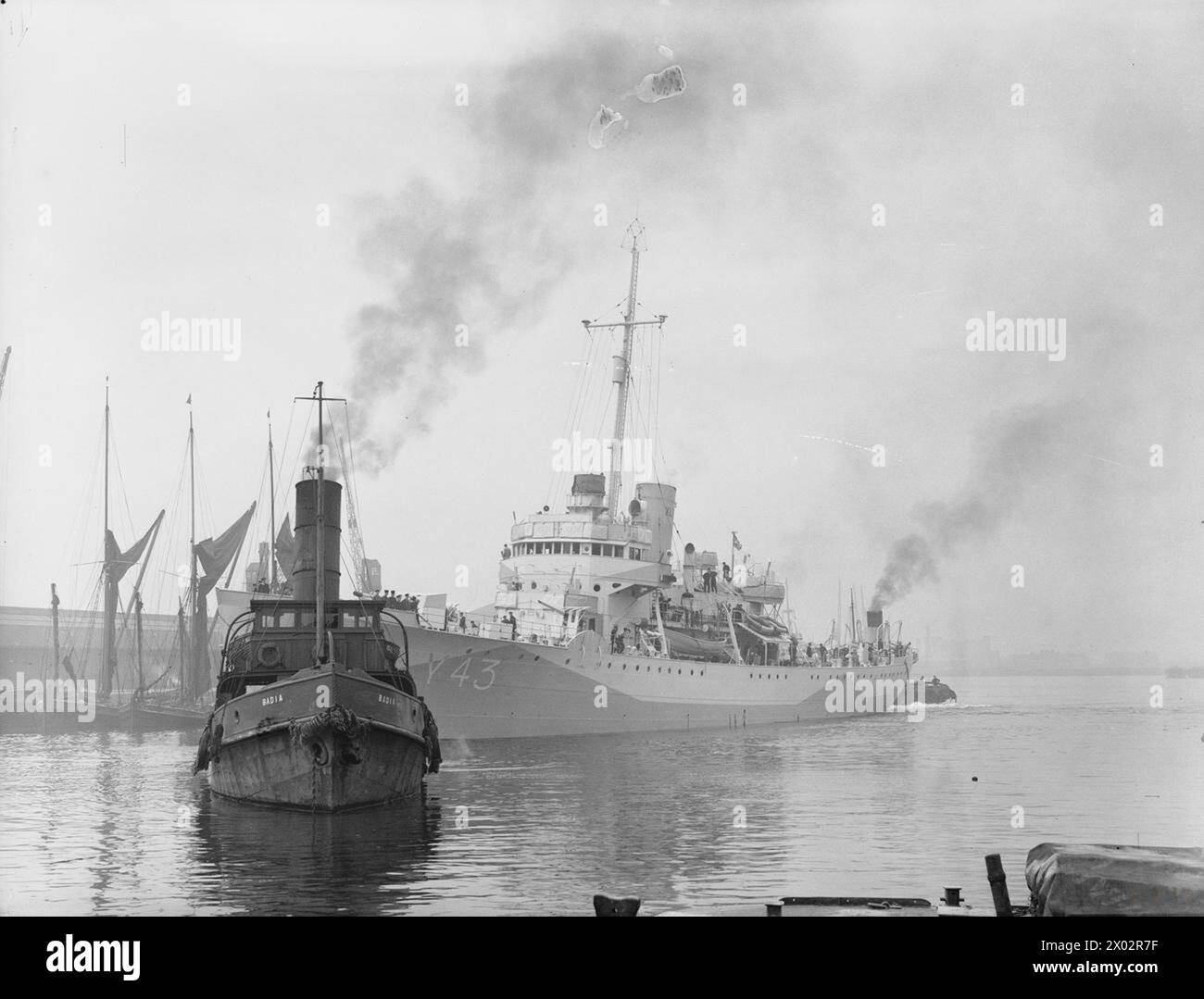 HMS BANFF (EX-US-KÜSTENWACHE CUTTER USS SARANAC), BRITISCHES BEGLEITSCHIFF. Royal Navy, Motor Torpedo Boat Flotilla, 10/15 Stockfoto