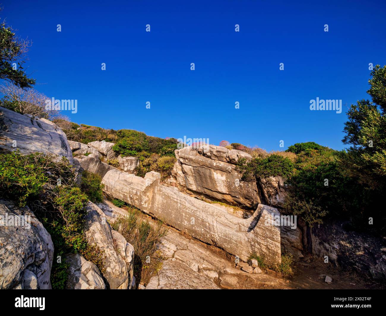 Statue von Dionysos, archaischer Marmorbruch, Apollonas Kouros, Insel Naxos, Kykladen, Griechische Inseln, Griechenland, Europa Stockfoto