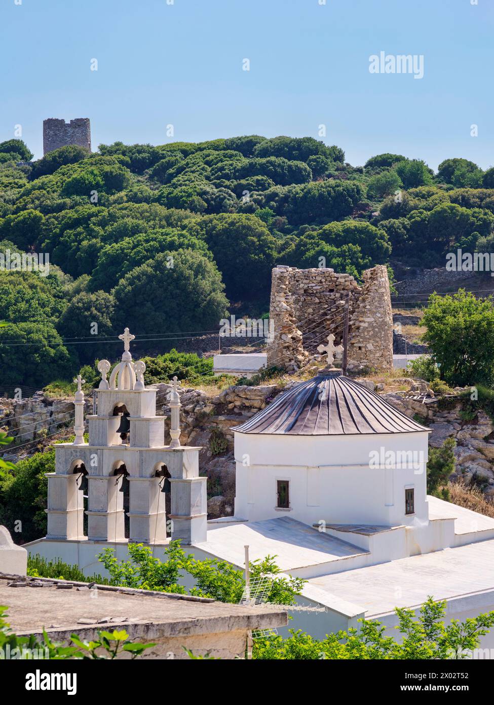 I.N. Panagias Kirche, Apeiranthos Dorf, Naxos Insel, Kykladen, griechische Inseln, Griechenland, Europa Stockfoto