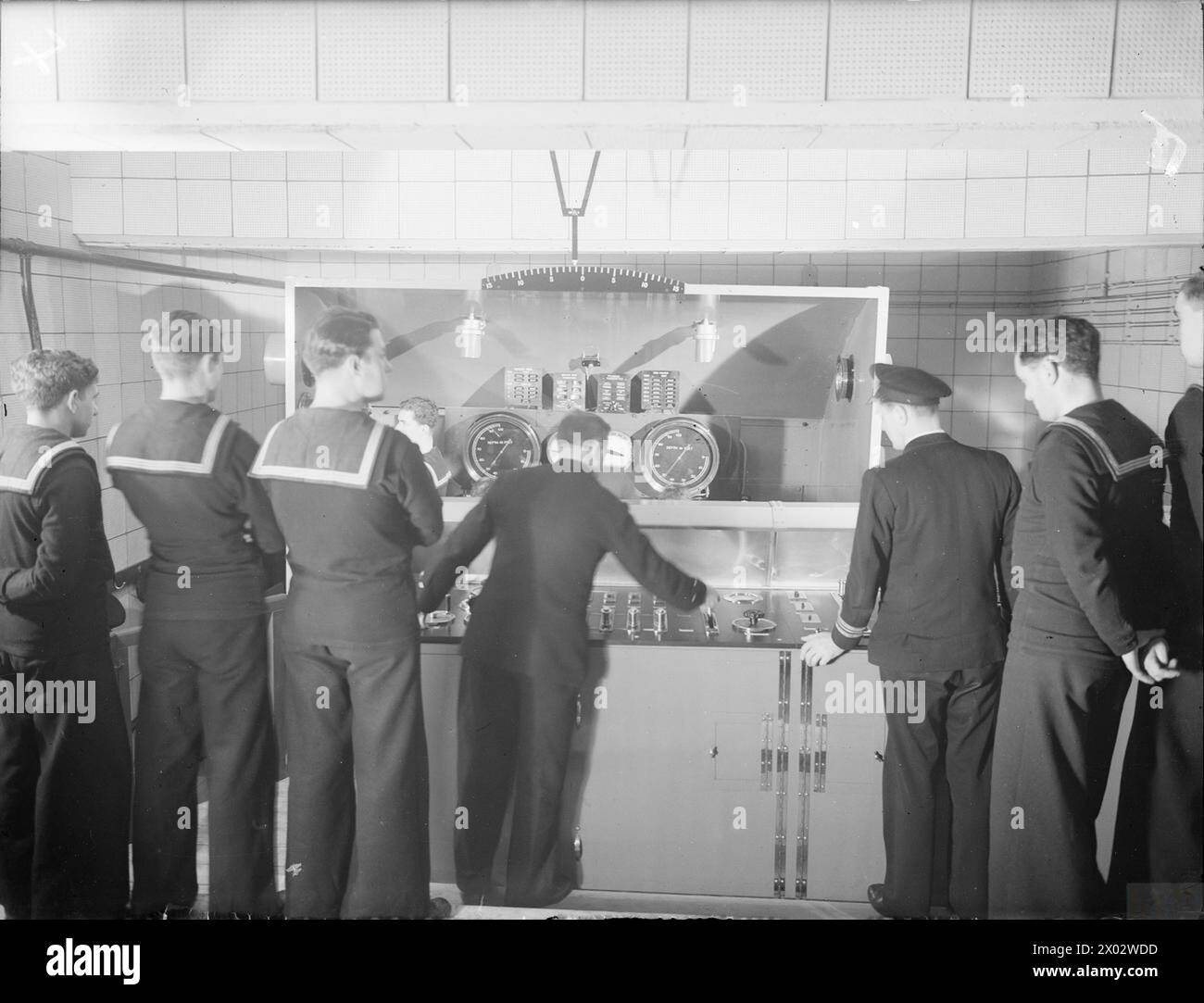 Am 16. Und 17. Dezember 1942 wurde in Blythe das Elektro-hydraulische Gerät Asknia aus den Vereinigten Staaten eingesetzt, um britische U-Boot-Besatzungen im U-Boot-Betrieb und in der Kontrolle von Wasserflugzeugen auszubilden. Stockfoto