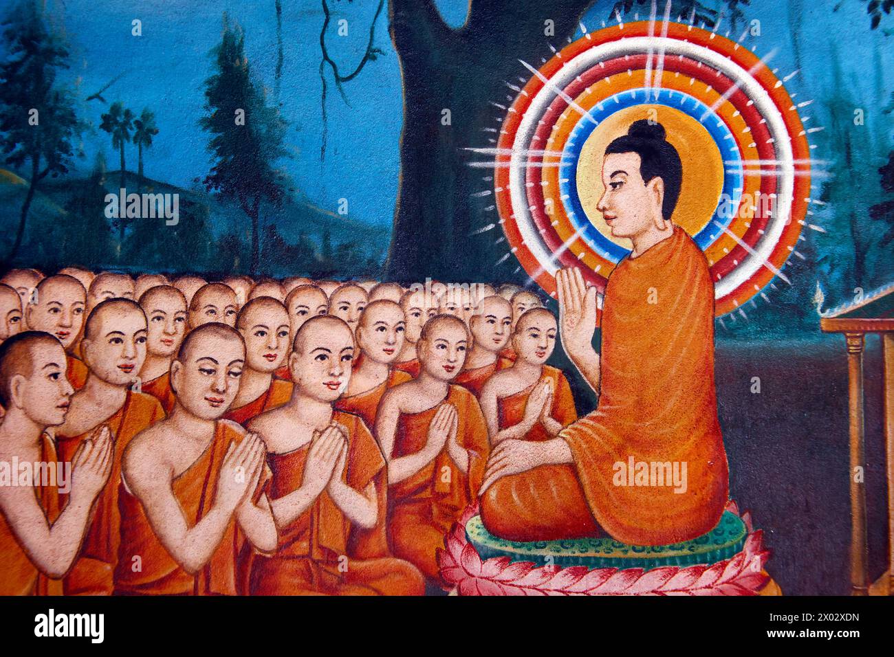 Lehre des Buddha, Leben von Siddhartha Gautama, Buddha, Mongkol Serei Kien Khleang Pagoda, Phnom Penh, Kambodscha, Indochina, Südostasien Stockfoto