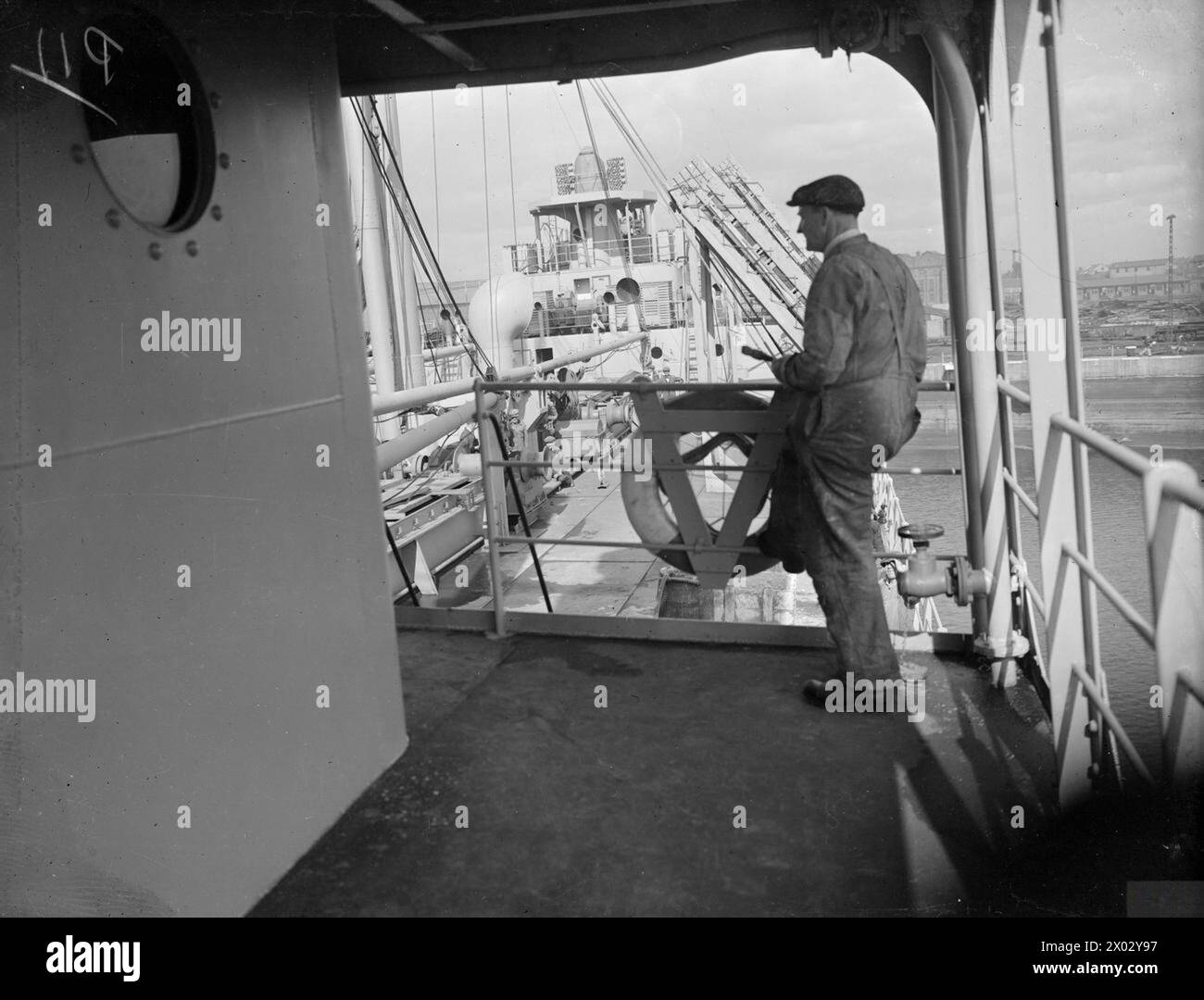 Am 14. Und 15. September 1943 wurde auf der Furness Shipbuilding Yard, Middlesbrough, das 000 Tonnen schwere Frachtschiff Empire Chieftain gebaut, um große und spezialisierte Güter aus Kriegszeiten mit großem Deckraum zu transportieren. Stockfoto
