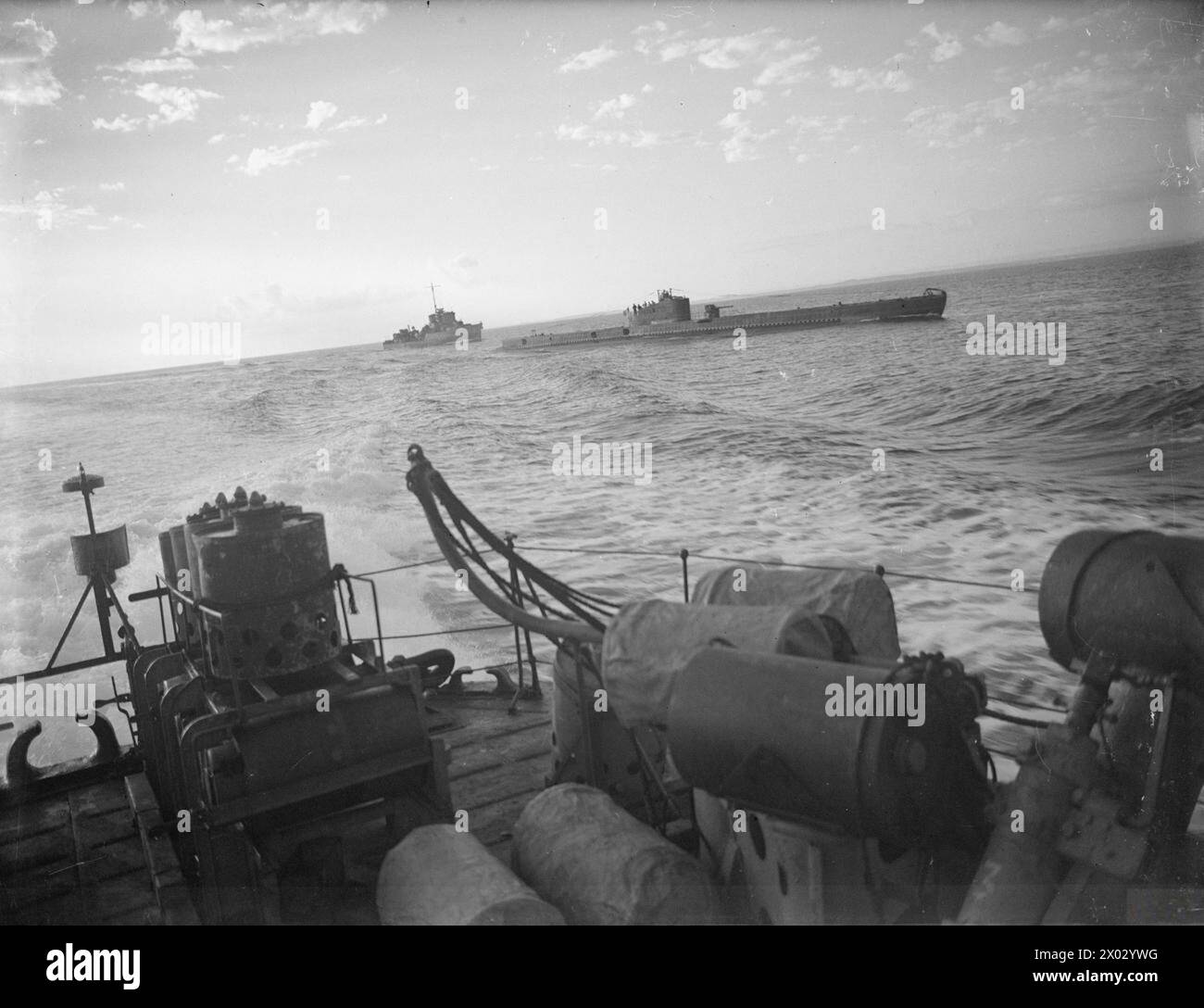 Vom 18. Bis 23. Juni 1943 reiste das französische U-Boot Protee von Alexandria nach Malta, um sich nach seiner Internierung seit 1940 den alliierten Flotten anzuschließen. Stockfoto
