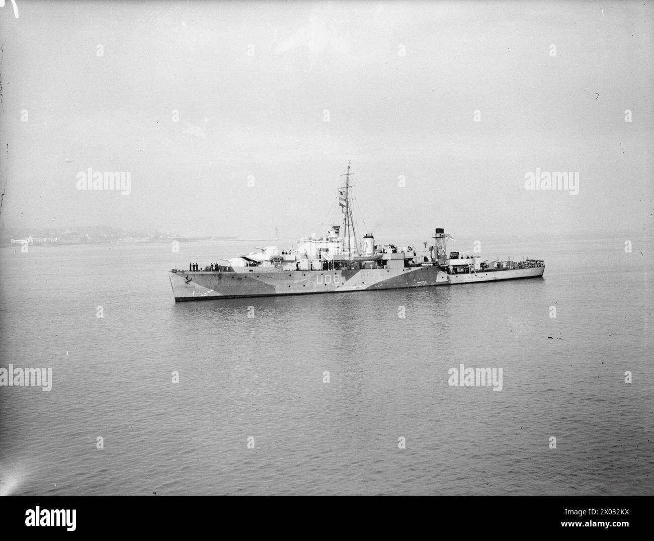 Am 9. Juni 1943 versenkte die 2nd Support Group, eine Eskortgruppe von Royal Navy Sloops einschließlich der HMS Woodpecker, zwei U-Boote im Nordatlantik über neun Stunden. Stockfoto