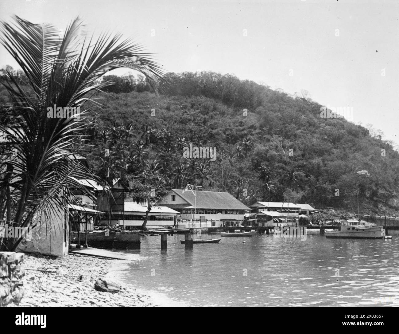 Die Trinidad Royal Naval Volunteer Reserve (TRNVR) wurde im September 1944 in der Staubles Bay (Trinidad) als Teil der Royal Navy Volunteer Reserve betrieben, wo sie Marineaufgaben und lokale Seeverkehrsoperationen wahrnahm. Stockfoto