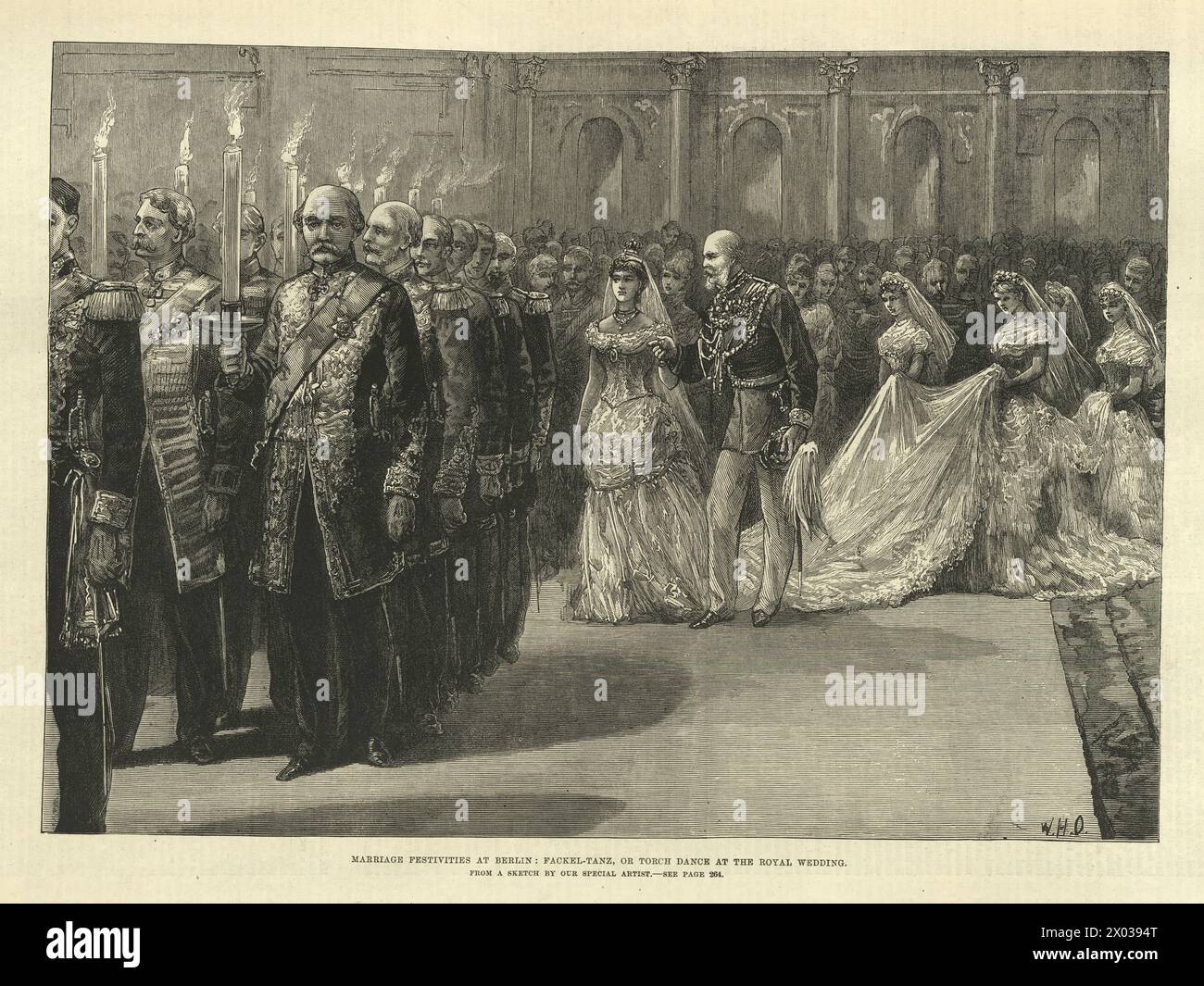 Fackeltanz, Fackeltanz, Königliche Hochzeit in Berlin, Wilhelm II. Und Augusta Victoria von Schleswig-Holstein, 1881, viktorianische Geschichte, Vintage Illustration Stockfoto