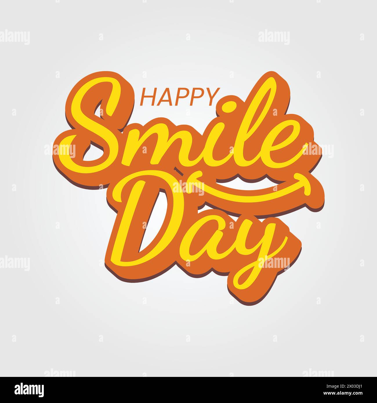 „Happy Smile Day“-Aufkleber. World Smile Day Vektor. „Smile Day“-Grußkarte mit Schriftzug und Smile-Schild. Stock Vektor