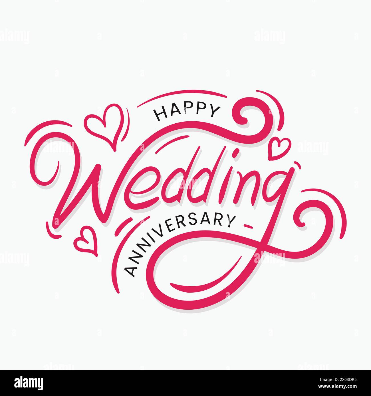 Happy Wedding Jubiläum Buchstaben Grußkarte Vektor Illustration für das Feiern Hochzeit Jahrestag Zeremonie Vorlage Design. Jubiläum Stock Vektor
