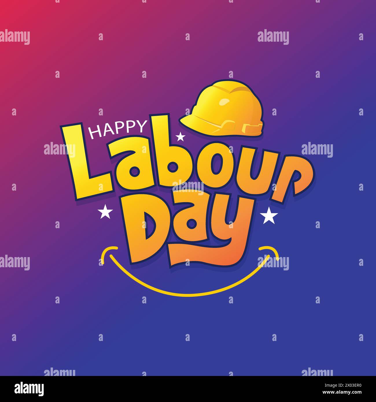 Grußkarte mit Happy Work Day zur Feier des internationalen Arbeitstages am 1. Mai. Banner zum Arbeitstag mit einer Vektorillustration für den Sicherheitshelm Stock Vektor