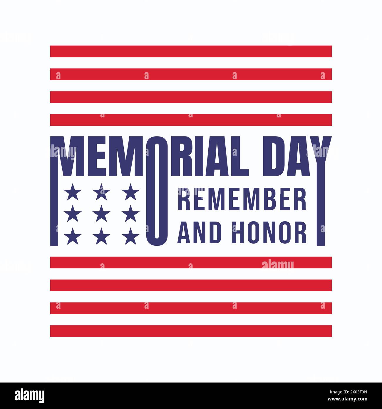 USA Memorial Day – erinnern Sie sich an das Poster-Design mit amerikanischer Flagge in Rot und Blau mit Stern und kreativer Typografie. Memorial Day Stock Vektor