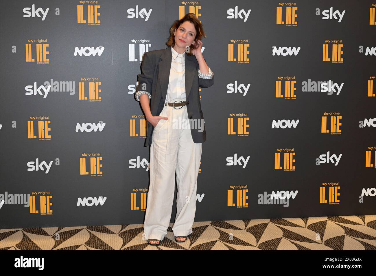 Rom, Italien. April 2024. Isabella Ragonese nimmt am Fotoruf der Sky tv-Serie „Il RE2“ in der zweiten Staffel im Eden Hotel Teil. (Foto: Mario Cartelli/SOPA Images/SIPA USA) Credit: SIPA USA/Alamy Live News Stockfoto