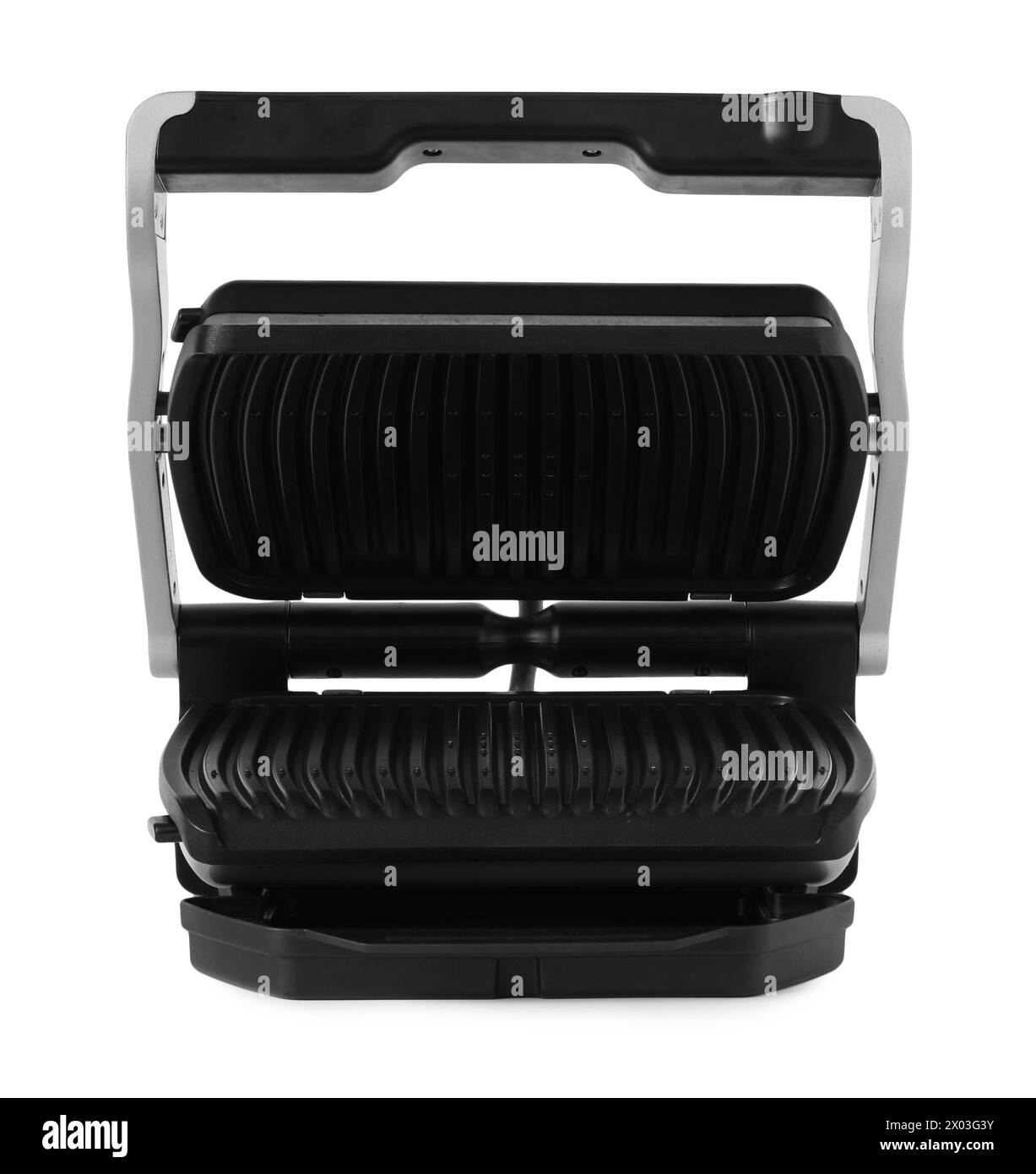 Elektrischer Grill isoliert auf weiß. Kochgerät Stockfoto