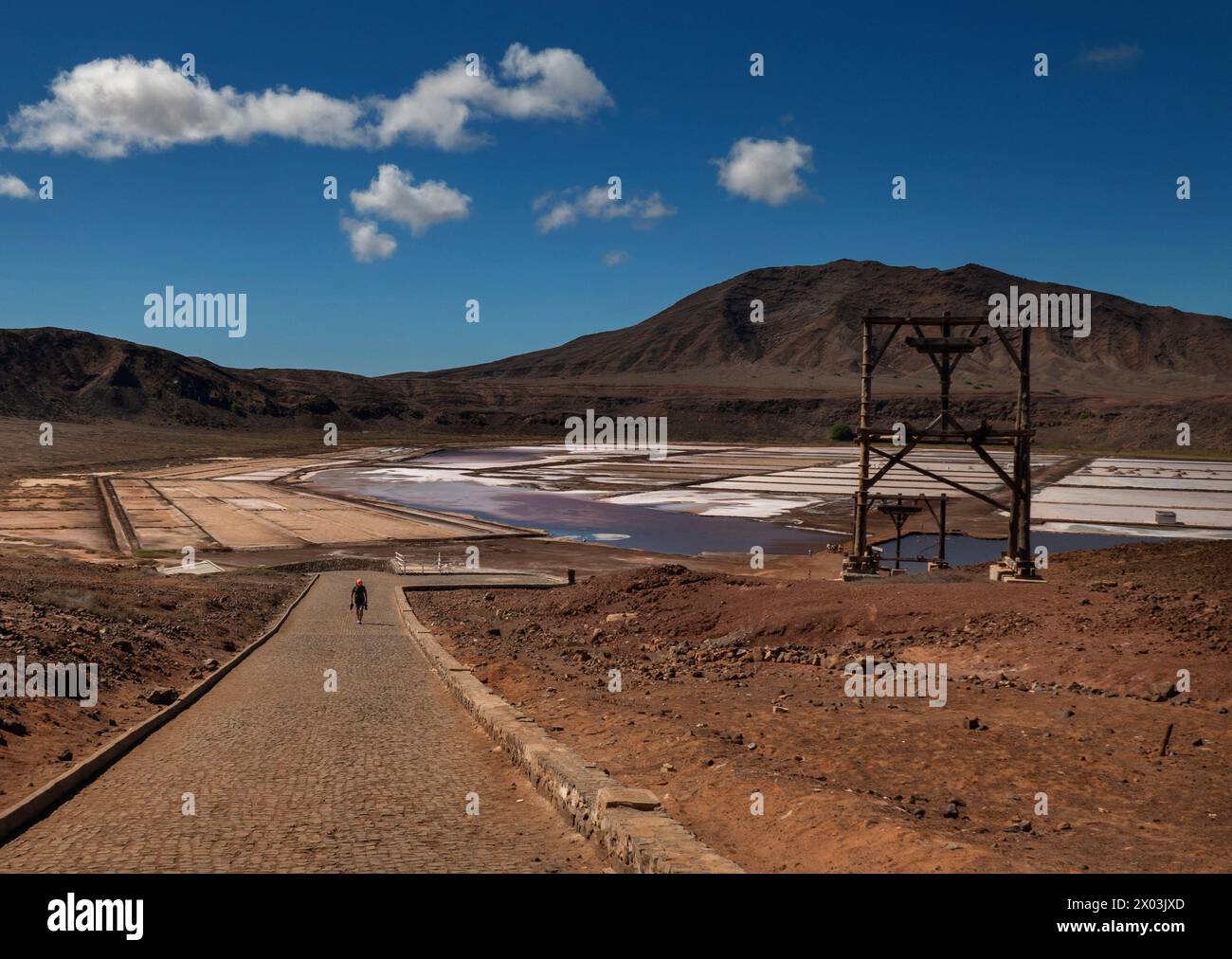 Eintritt zu Salinen, Sal, Kap Verde (Republik Cabo Verde) Stockfoto