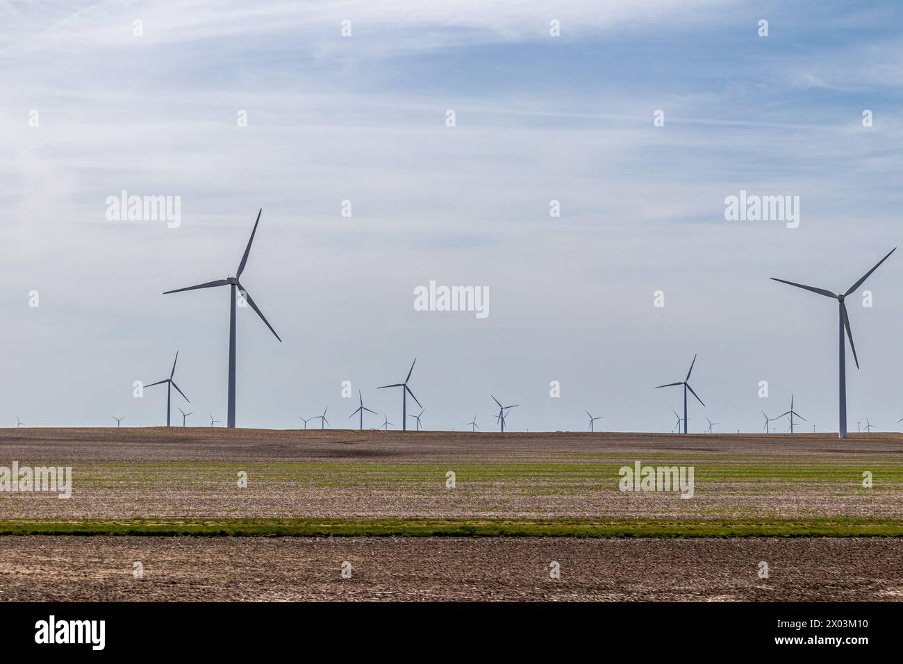 Windturbinen auf einem Windpark im ländlichen Indiana USA Stockfoto