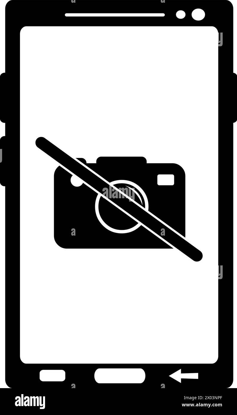 Vektorsymbol Schwarz-weiß-Symbol Kamera gesperrtes Smartphone Stock Vektor