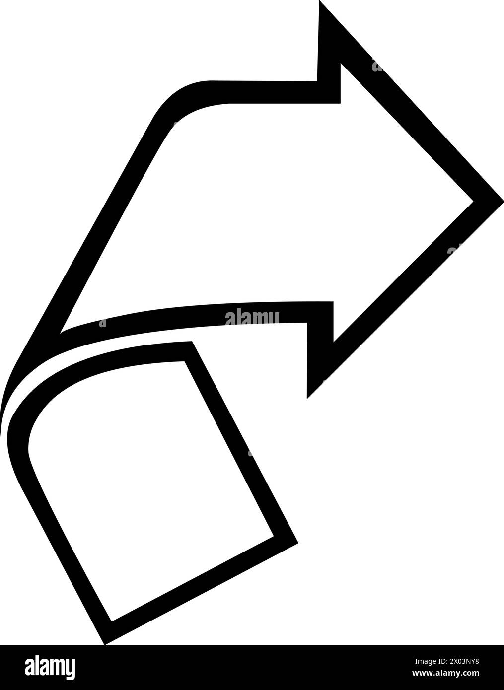 Vektorsymbol, schwarz-weiß, Kurvenpfeil Stock Vektor