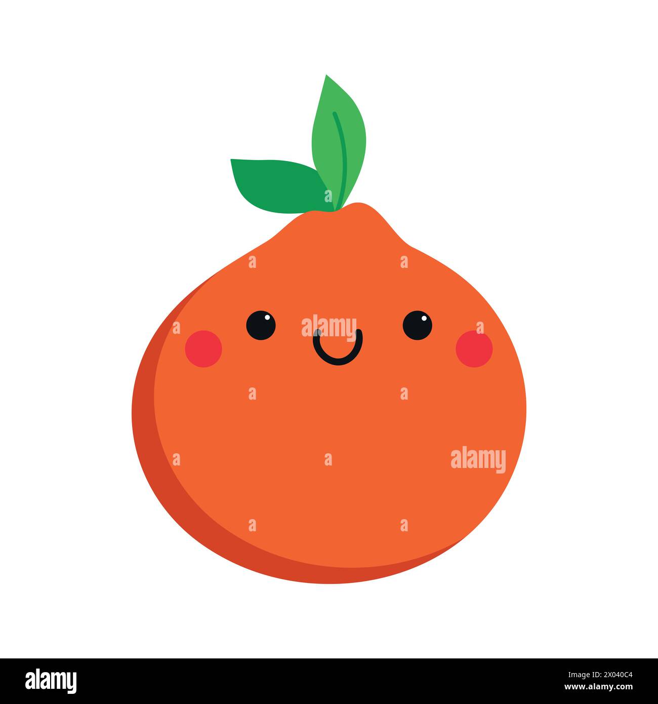 Niedliche, orangene Zeichentrickfigur. Kindlicher Stil. Frucht-Symbol. Vektorabbildung Stock Vektor
