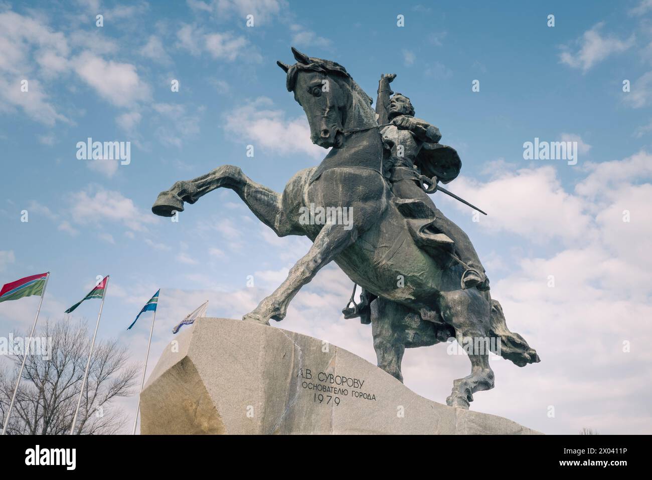 Reiterstatue von Alexander Suworow. Das Suworow-Denkmal ist ein Denkmal für den russischen Generalissimo Alexander Suworow. Patricia Huchot-Boissier Stockfoto