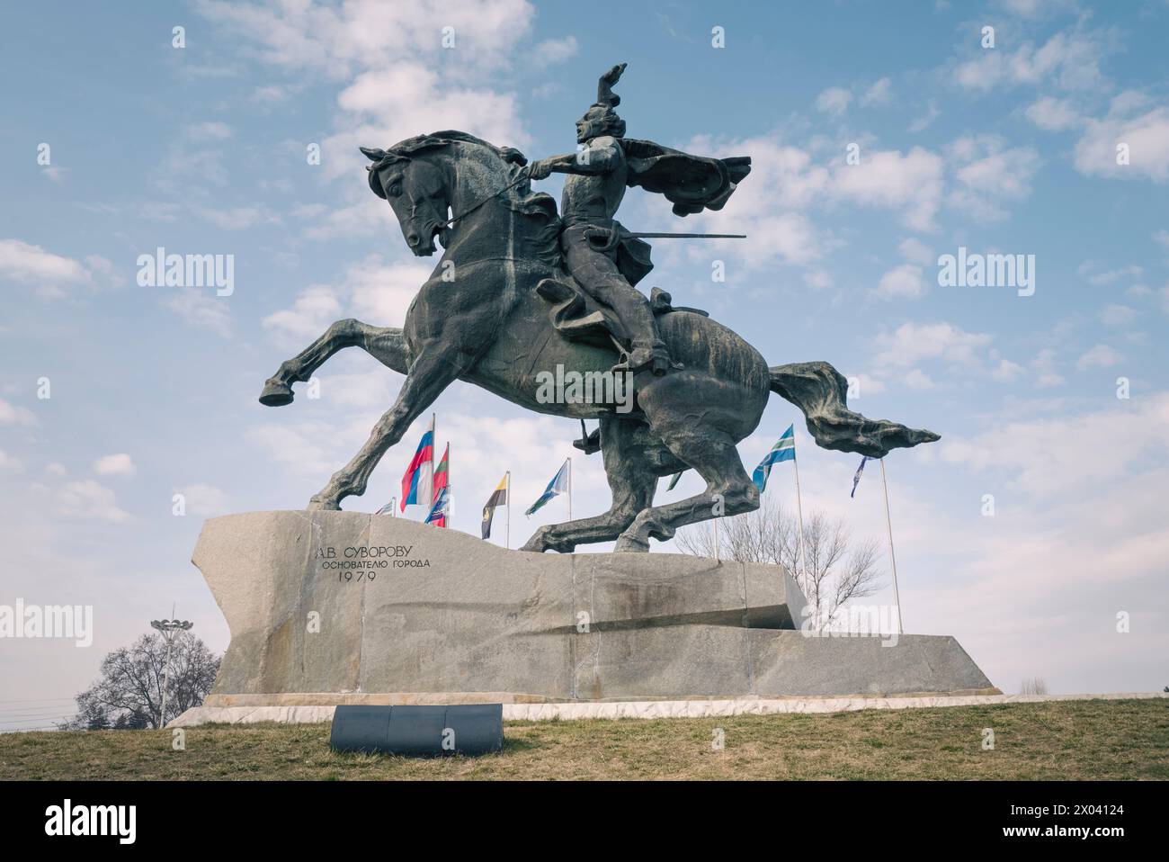 Reiterstatue von Alexander Suworow. Das Suworow-Denkmal ist ein Denkmal für den russischen Generalissimo Alexander Suworow. Patricia Huchot-Boissier Stockfoto