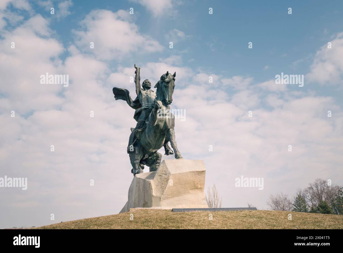 Reiterstatue von Alexander Suworow. Das Suworow-Denkmal ist ein Denkmal für den russischen Generalissimo Alexander Suworow auf dem Suworow-Platz. Stockfoto