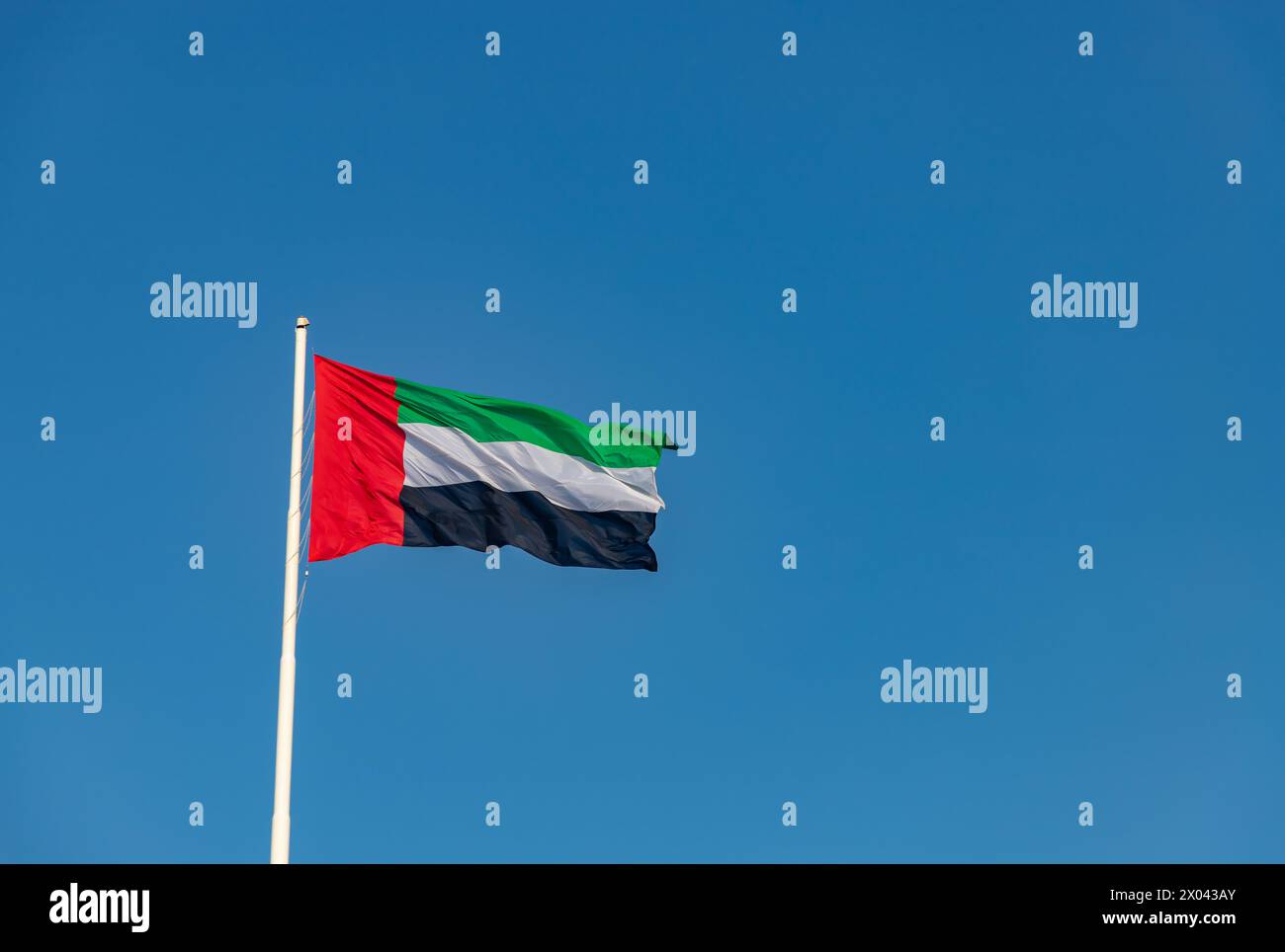 Ein Bild der Flagge der Vereinigten Arabischen Emirate. Stockfoto