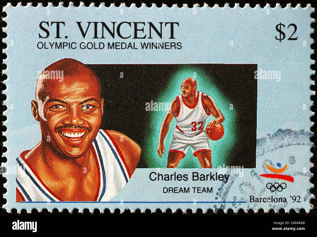 Traumteam-Mitglied Charles Barkley auf Briefmarke Stockfoto