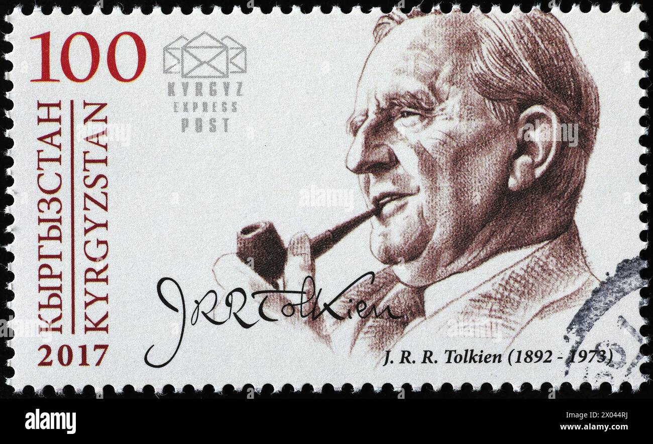 J.R.R. Tolkien Porträt auf Briefmarke Stockfoto
