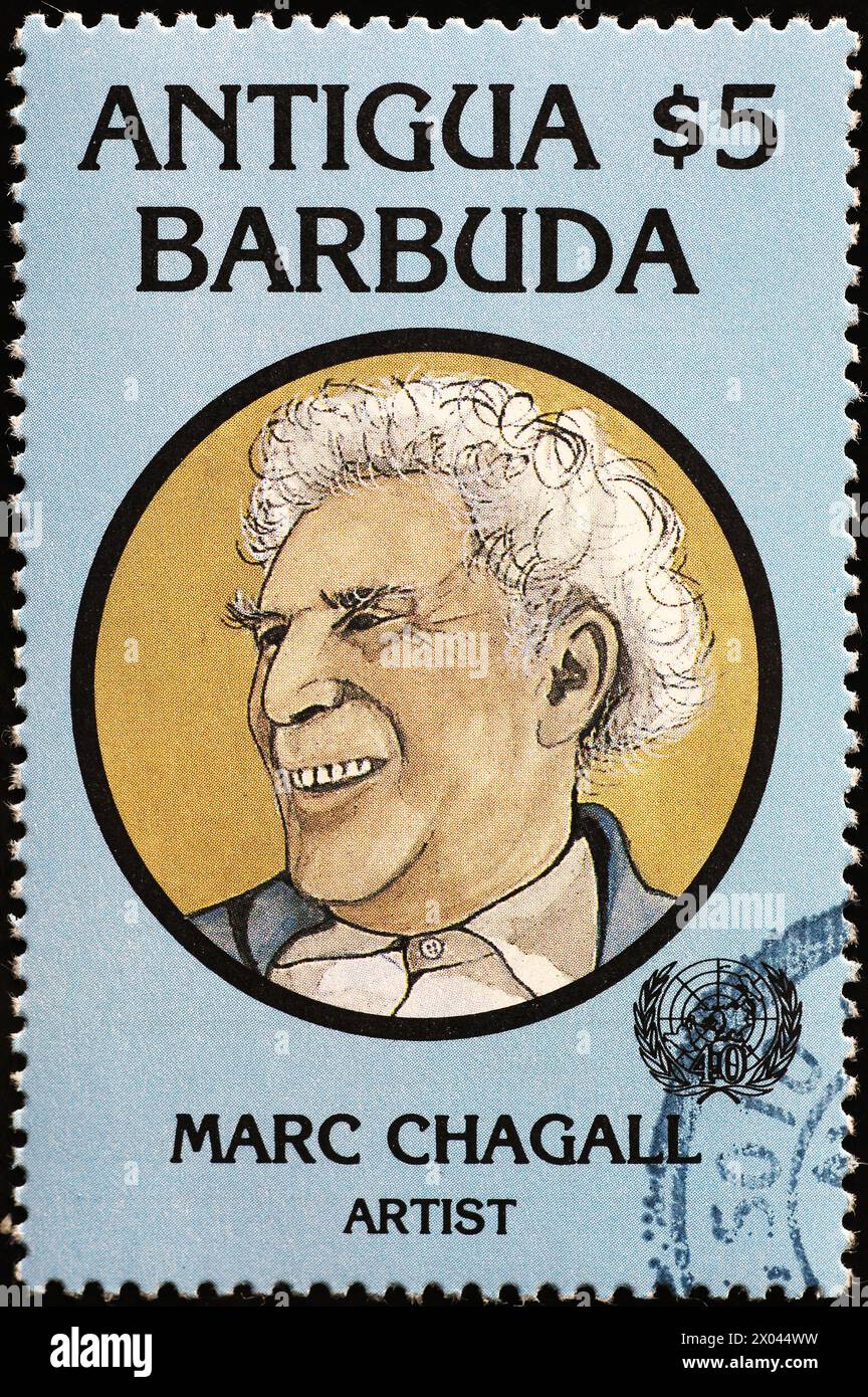 Marc Chagall Porträt auf Briefmarke Stockfoto