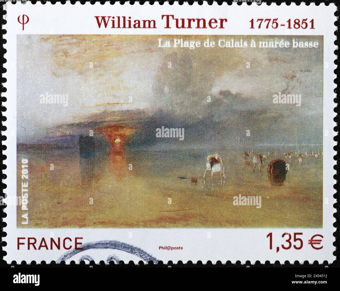 Gemälde von William Turner auf französischer Briefmarke Stockfoto