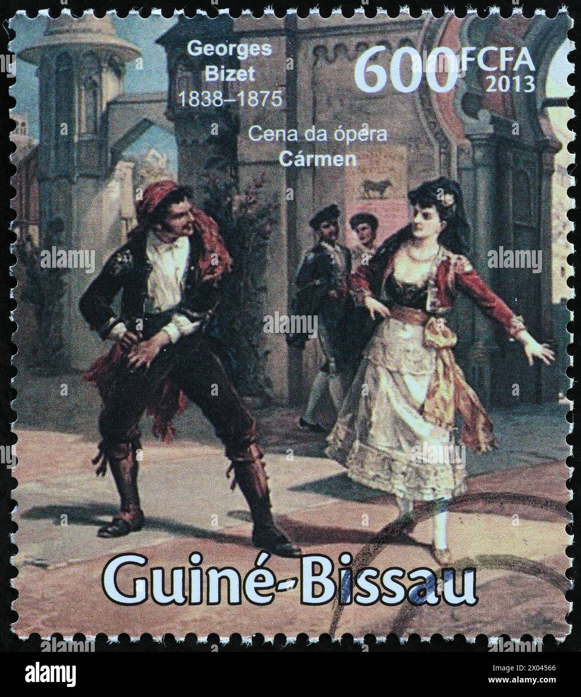 Szene aus der Oper Carmen von Bizet auf Briefmarke Stockfoto