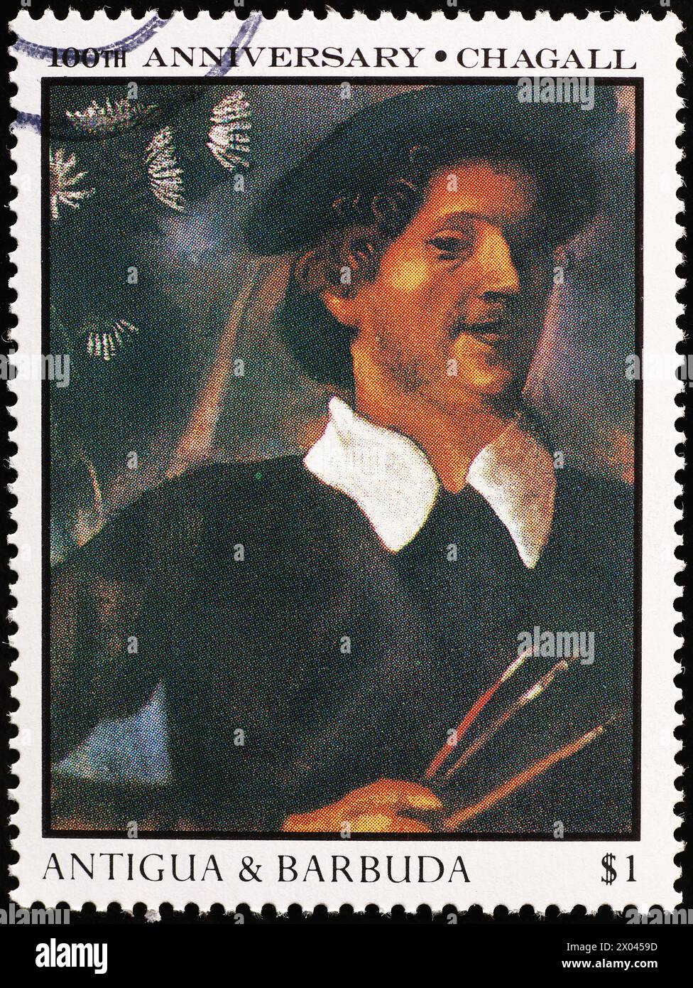 Self Portrait von Marc Chagall auf Briefmarke Stockfoto