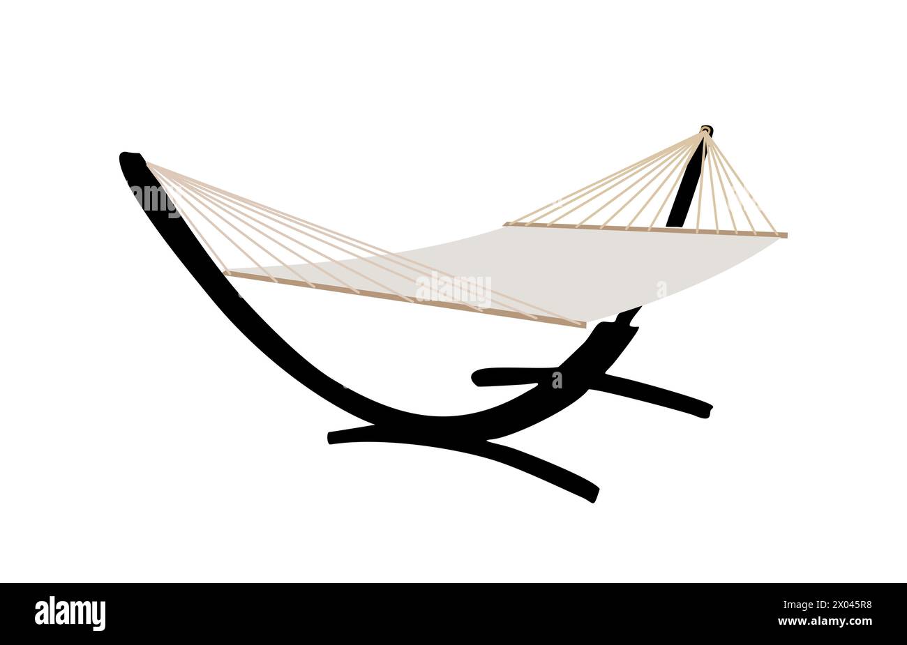 Beige Hängematte aus Stoff, an Metallrahmen gehängt. Stock Vektor