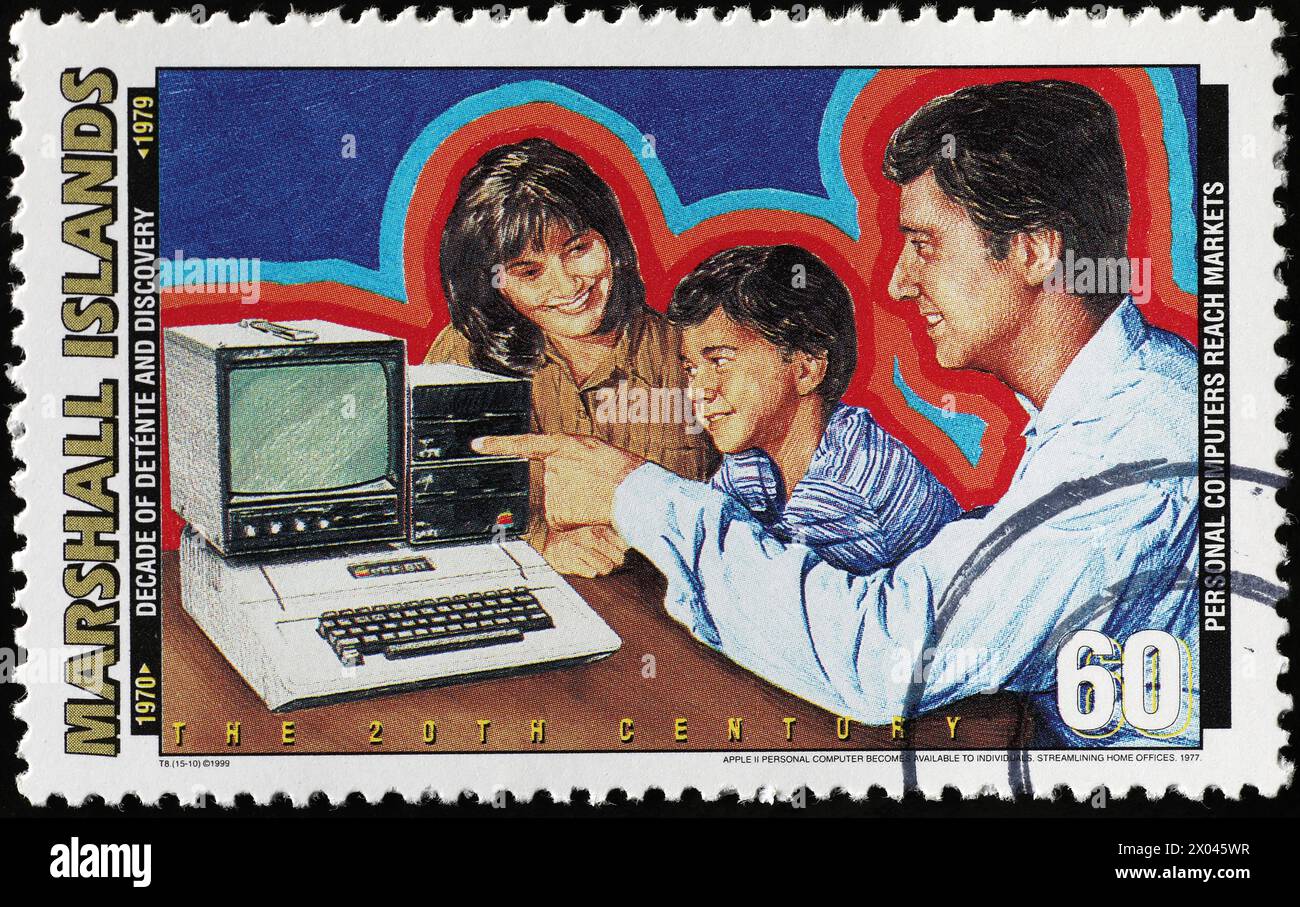 Die Geburt von PCs, die auf der Briefmarke gefeiert werden Stockfoto