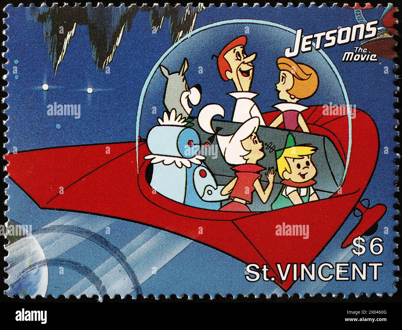 Cartoons die Jetsons auf Briefmarken Stockfoto