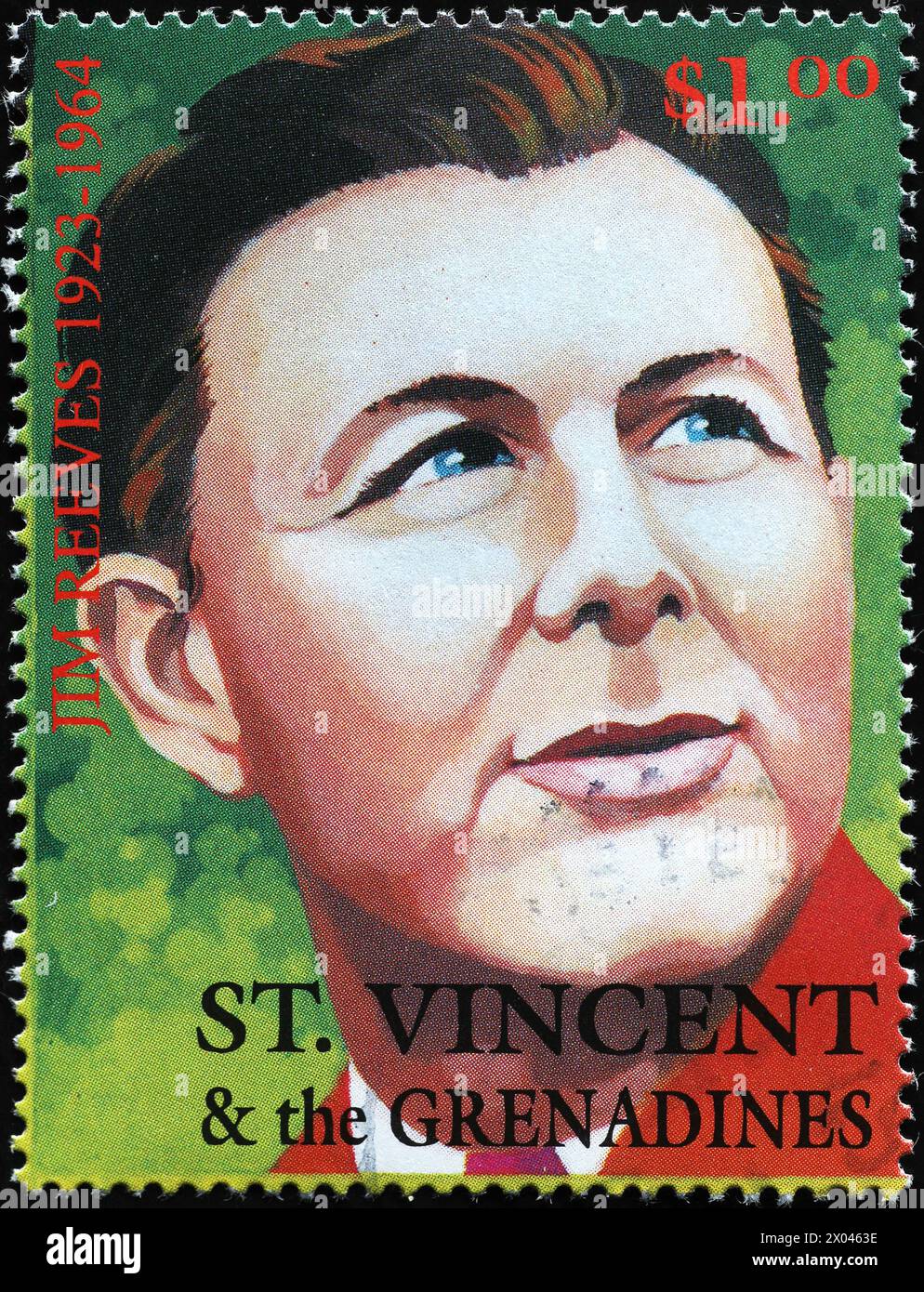 Country-Sänger Jim Reeves auf Briefmarke Stockfoto