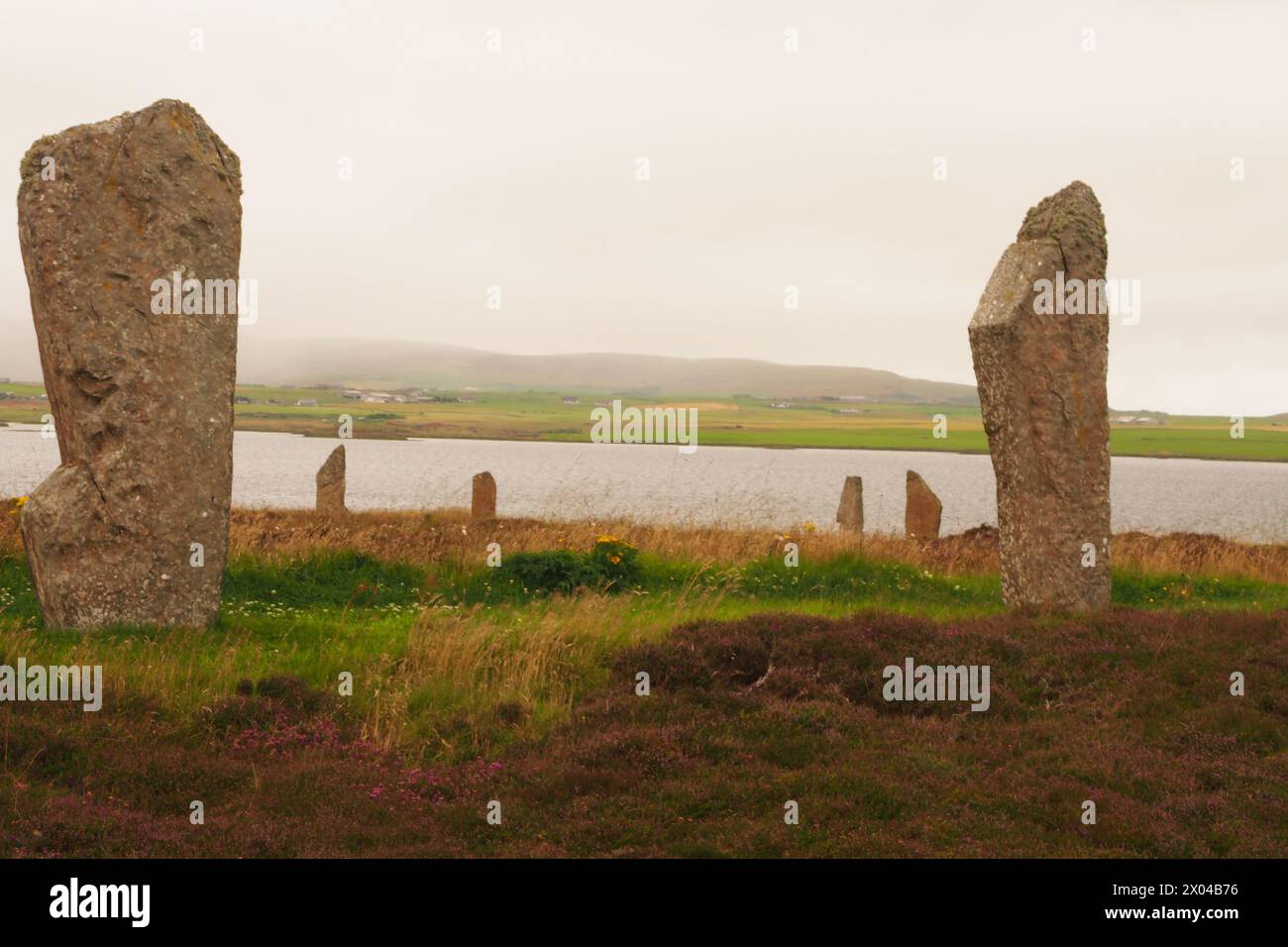 Der Ring of Brodgar steht auf dem Festland Orkney, Schottland, Großbritannien Stockfoto