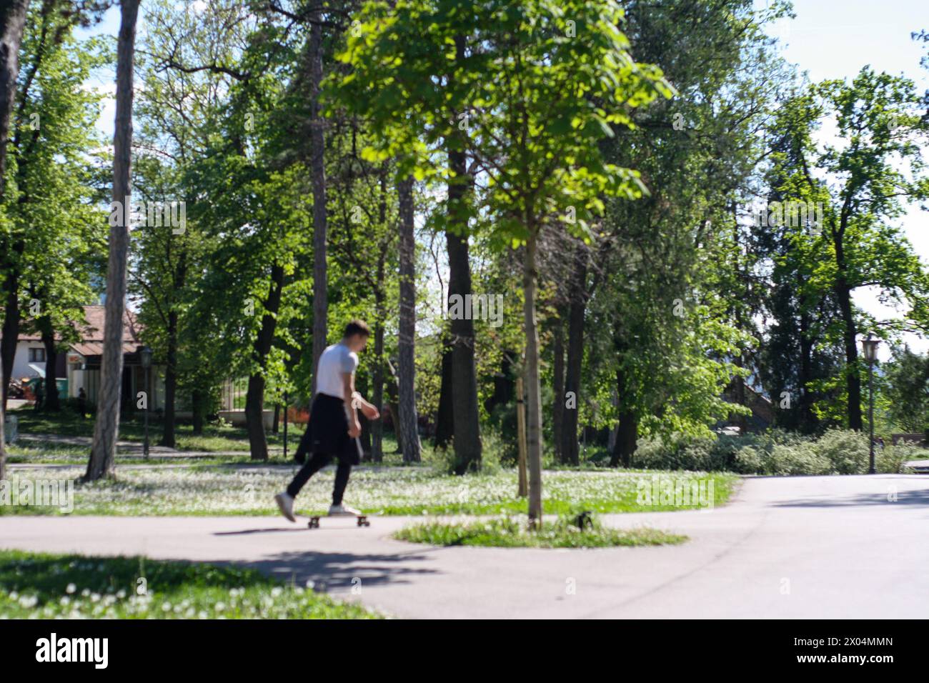 Der perfekte Tag für sportliche Aktivitäten im Park Stockfoto