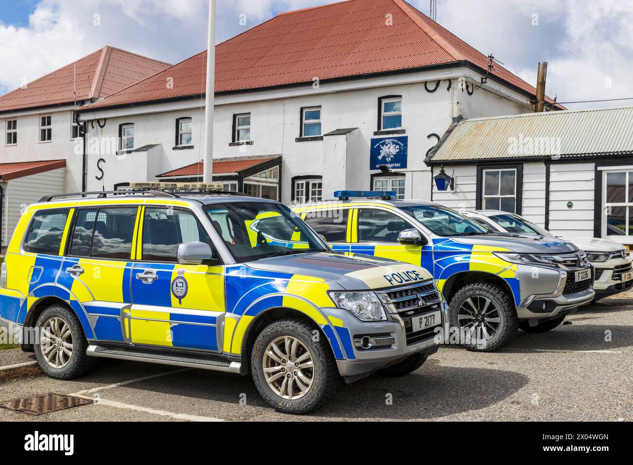 Royal Falkland Islands Police Headquarters, Stanley, Falkland Islands, Samstag, 02. Dezember, 2023. Foto: David Rowland / One-Image.com Stockfoto