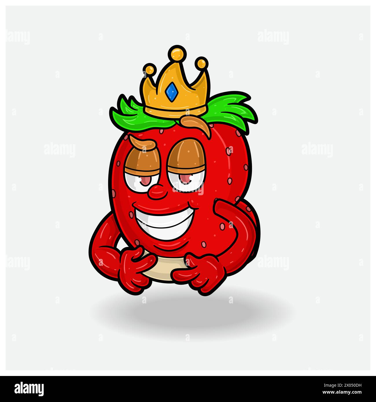 Lovestruck-Ausdruck mit dem Cartoon „Erdbeer-Fruchtkrone Mascot“. Vektorabbildungen Stock Vektor