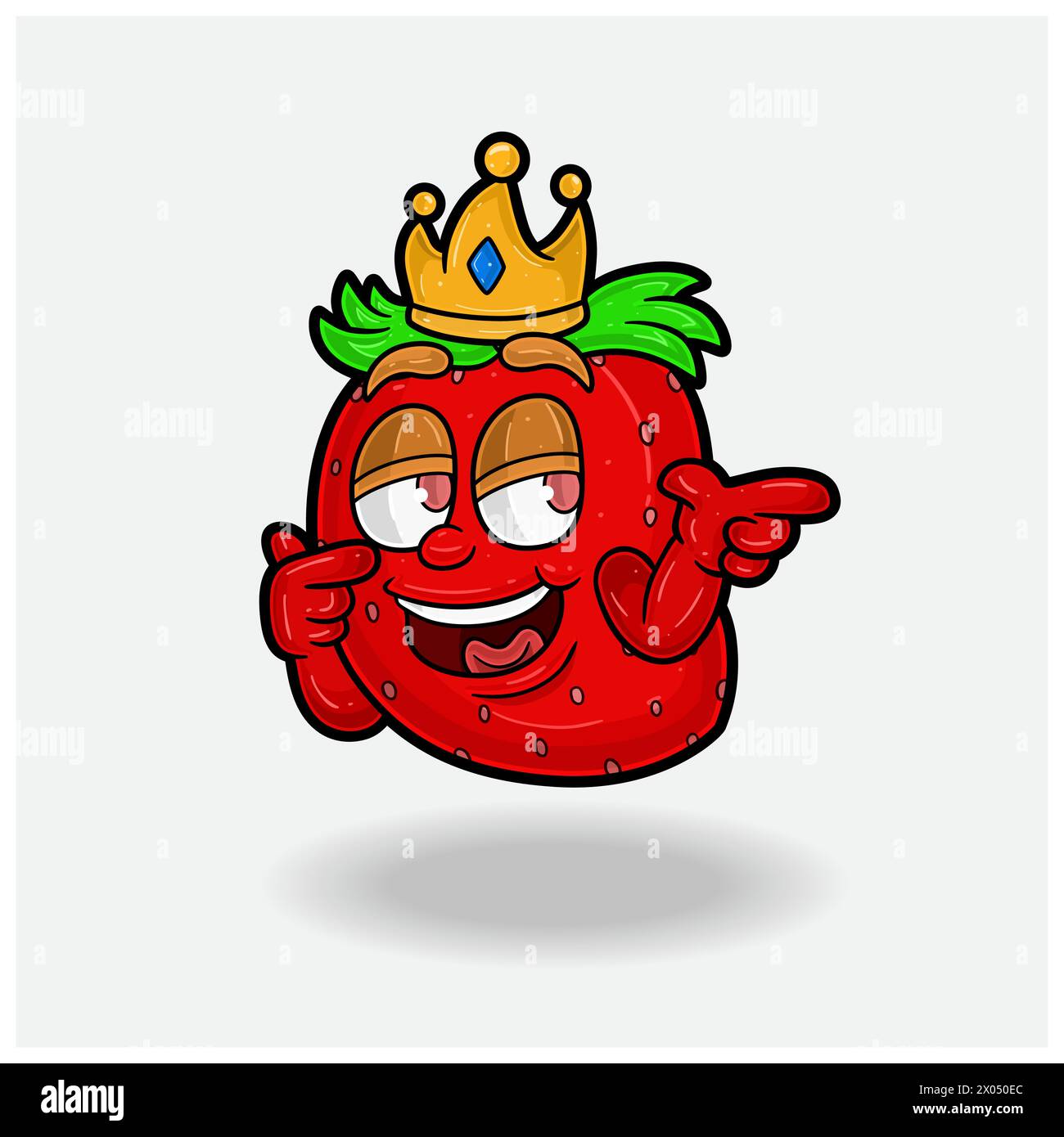 Summenausdruck mit dem Cartoon „Erdbeer-Fruchtkrone Maskottchen“. Vektorabbildungen Stock Vektor