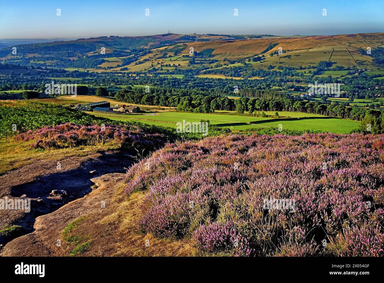 Großbritannien, Derbyshire, Peak District, Blick vom Bamford Edge in Richtung Shatton Moor. Stockfoto