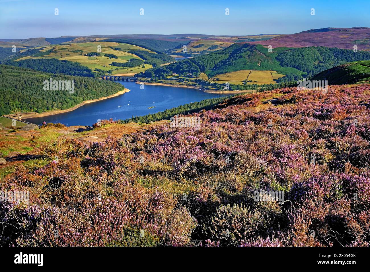 Großbritannien, Derbyshire, Peak District, Ladybower Reservoir ab Bamford Edge Stockfoto